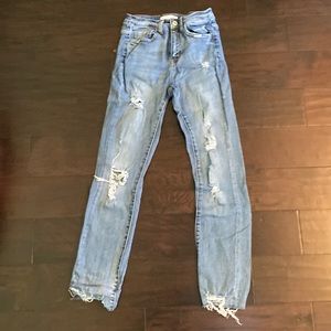 Medium wash distressed jeans